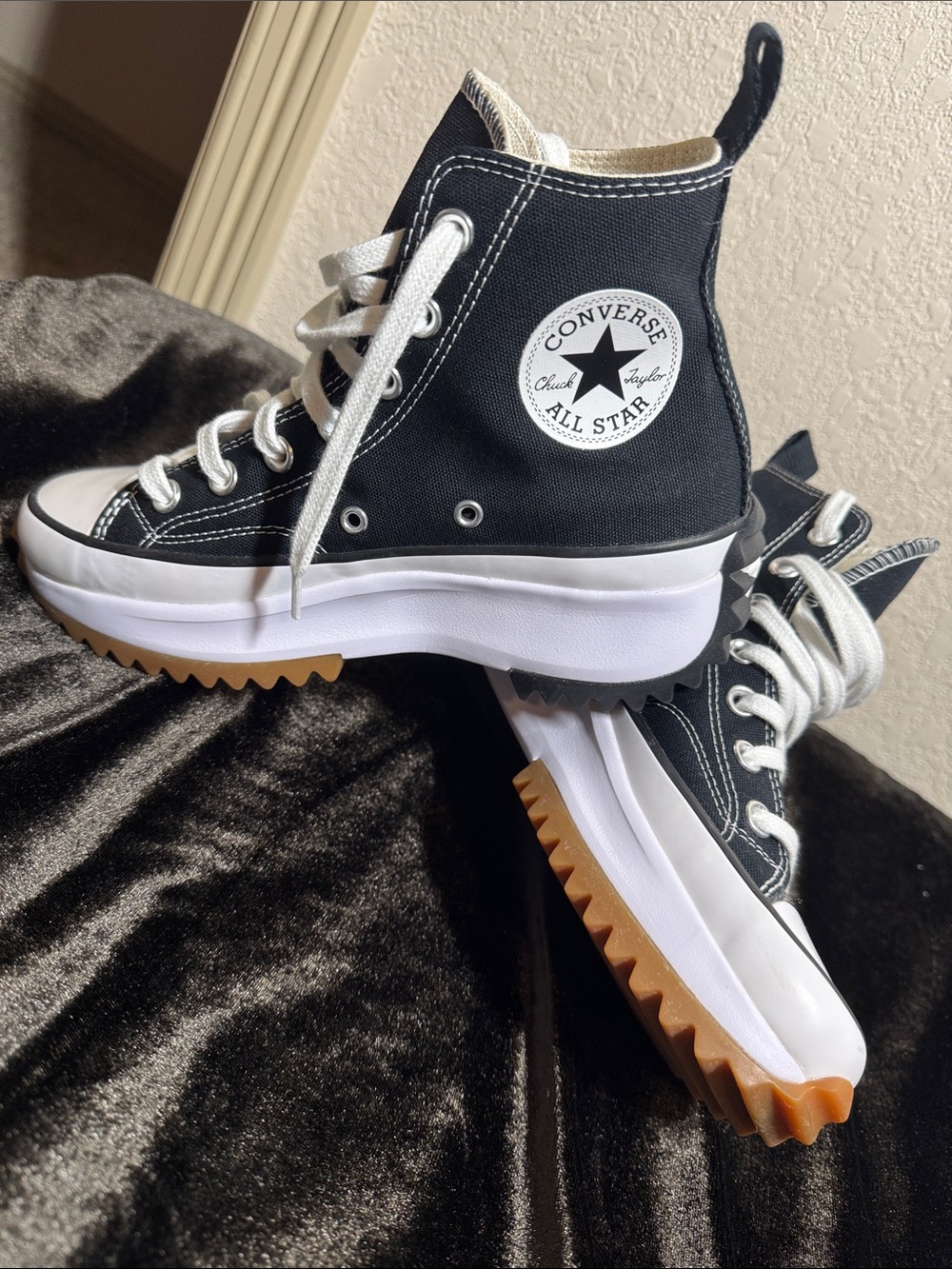 Converse Black & White High-Top Platform Sneakers 5 Chuck Taylor